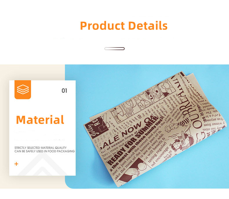 Custom Printed Hotdog Wrappers Greaseproof Wrap Kraft Paper Anti Fat Food Packaging