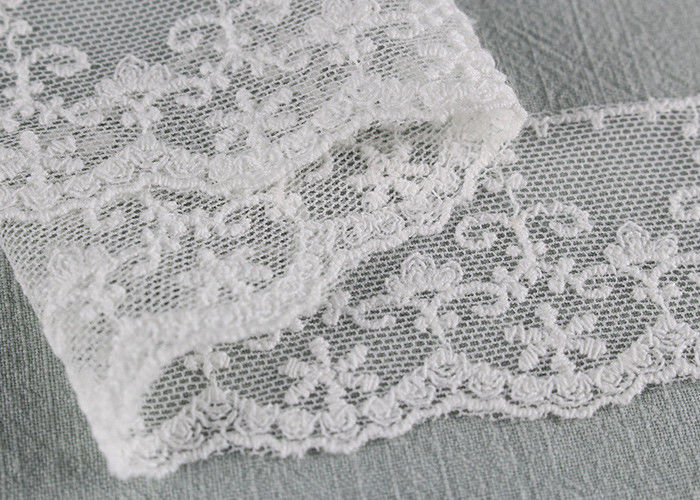 Embroidered Nylon Lace Trim Scalloped Edge Flower Ribbon Cotton Lace Tulle
