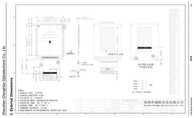2.8" 240x320 Dots Lcd Graphic Module With Ili9341v