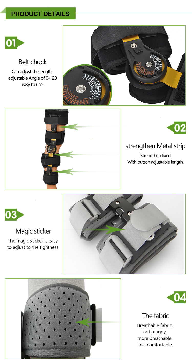 Hot selling good design black adjustable knee orthopedic brace