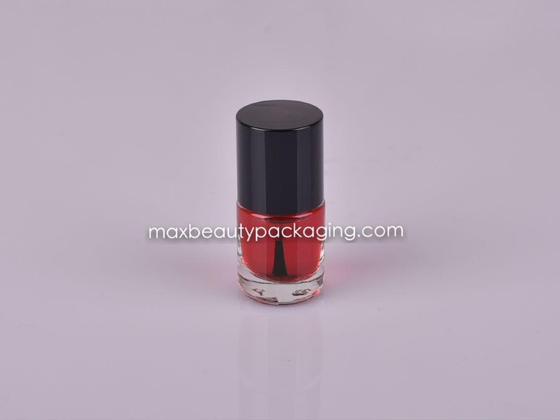 shiny black round straight nail polish cap 8ml round nail polish bottle plastic cosmetic nail polish packaging