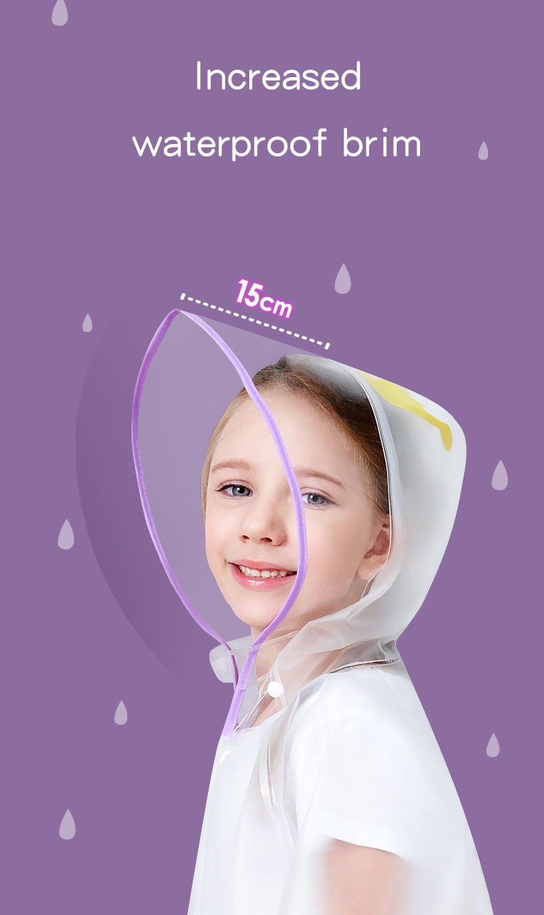 Kids Waterproof Raincoat, Children'S Raincoat Transparent Poncho, Students in school bag raincoat hooded animation