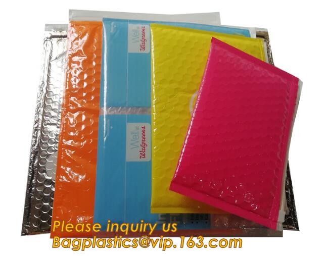Holographic Factory Shiny gold Cosmetic bag Zipper Bubble Bag zip-lock Slider Padded Mailer metallic bubble zipper bagea