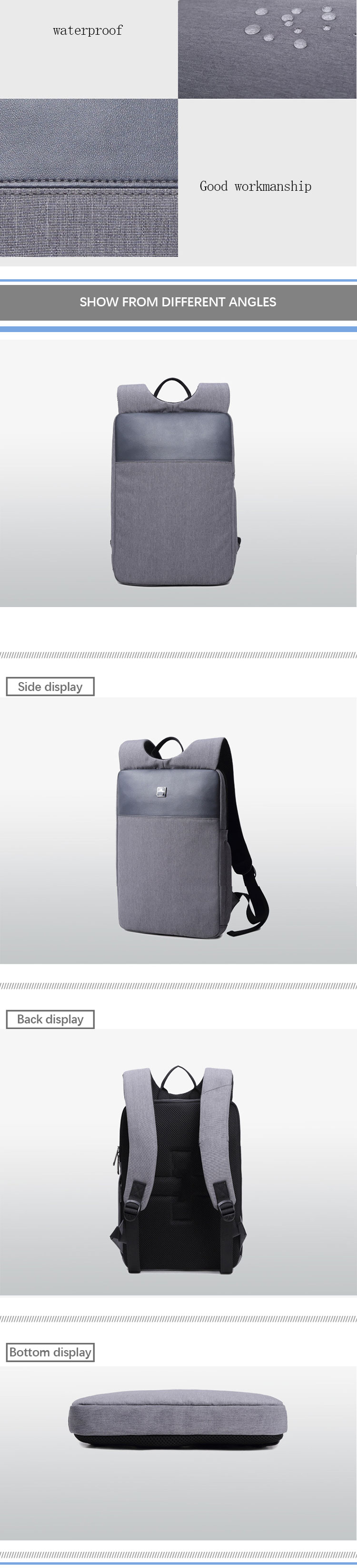 Men's Lightweight Ultra Thin Laptop Backpack 4/15 Inch Business Waterproof