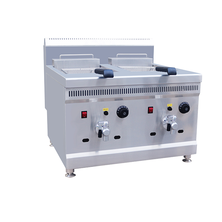 Double Tank Commercial Gas Fryer With Temperature Control Lpg Gas Deep Fryer 18L 18L