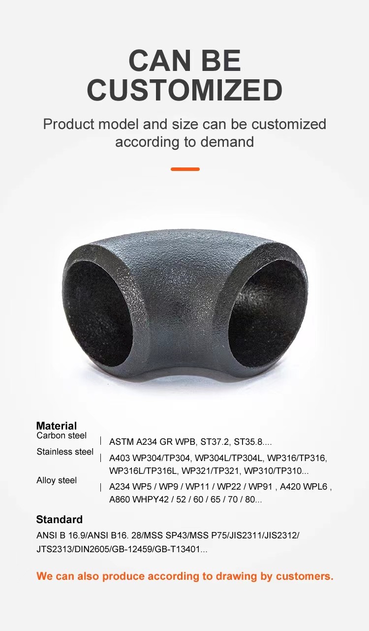 Butt Weld Pipe Fitting Elbows SC10 SCH 40 Seamless SS 90 Degree Elbow
