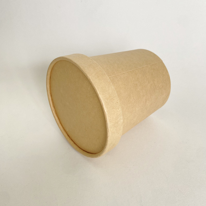 Biodegradable Soup Paper Cup With Lid 16 Oz 500ml Kraft Noodle Container