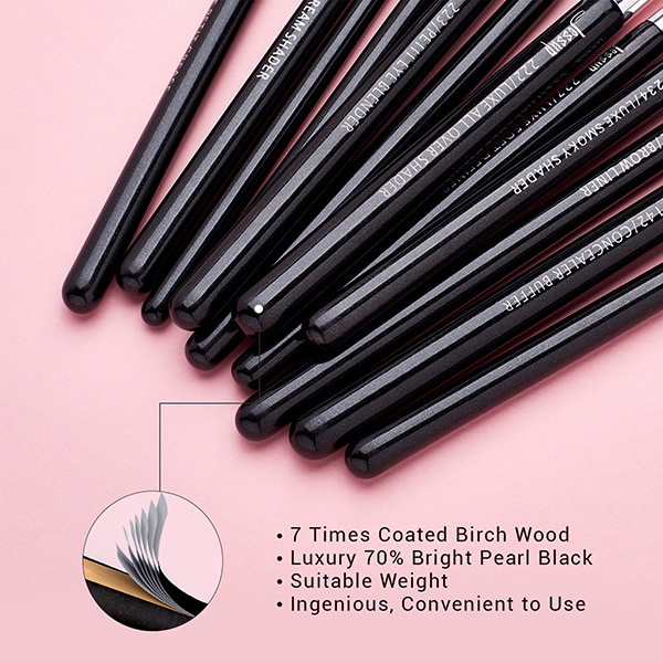 Jessup 15pcs Black/Silver Eyeshadow Eyebrow Shader Natural-synthetic Hair Makeup Brush Set T177