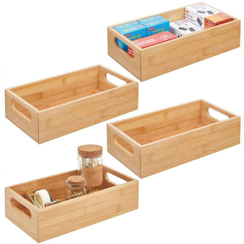 Bamboo Storage Bin with Handles Multifunctional and Customer Logo Storage Solution