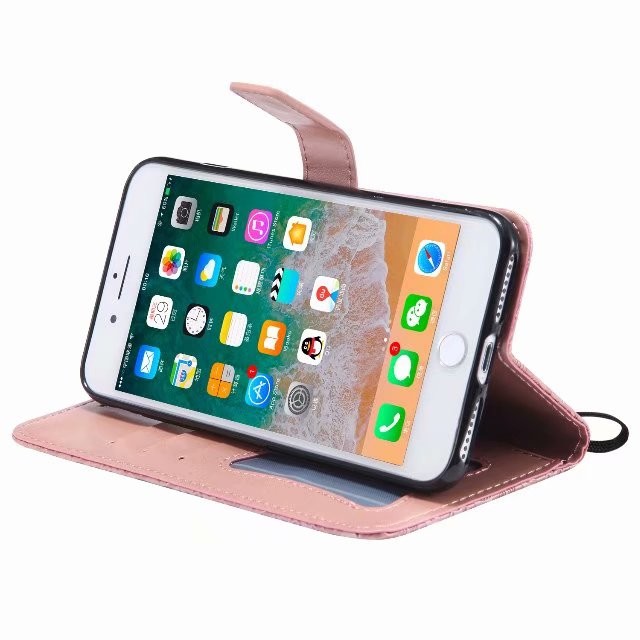 iPhone Leather Protective Case with Flower Embossed Pattern