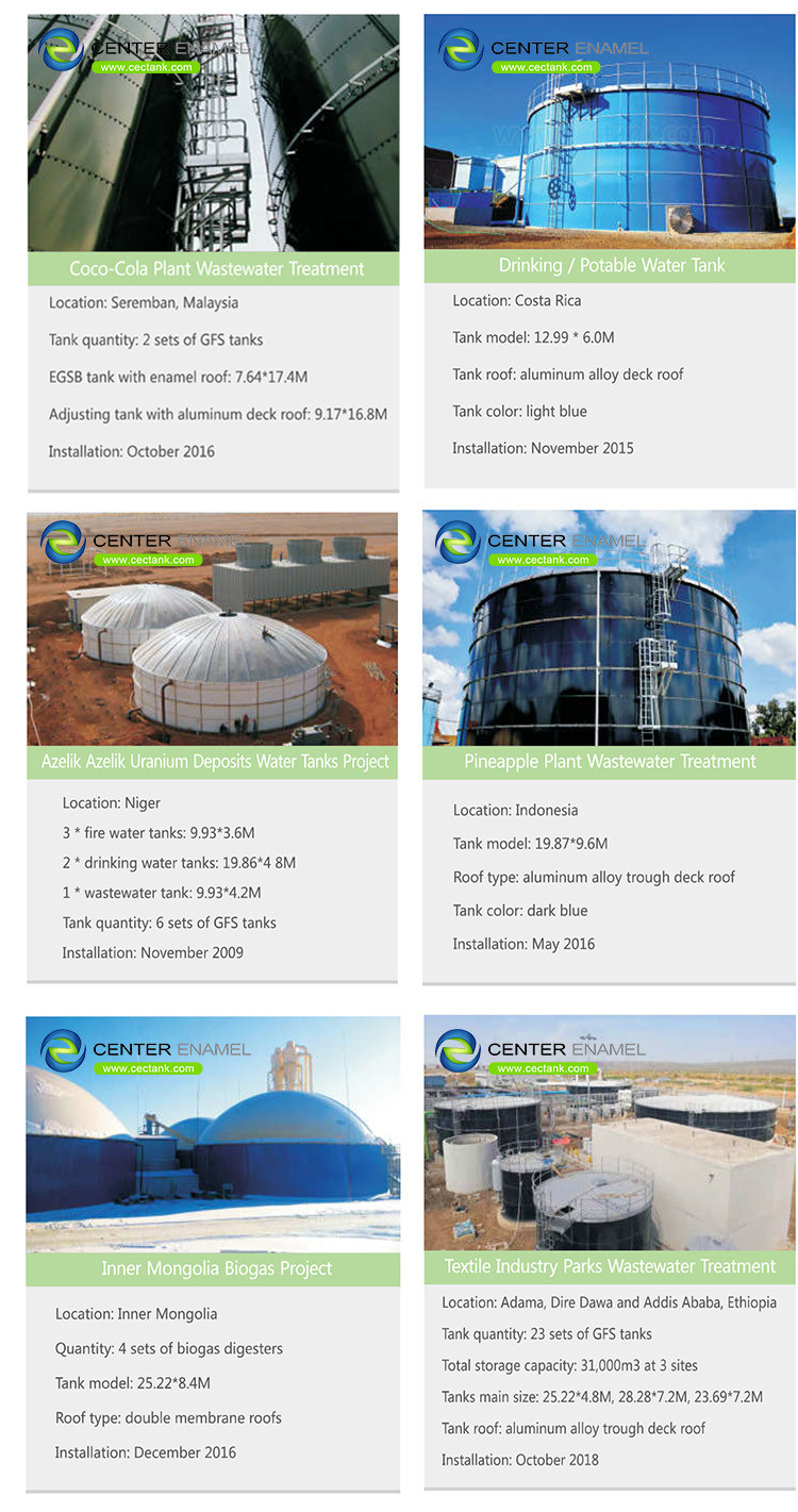 Glossy Leachate Storage Tanks Bolted Steel Chemical Wastewater Tanks