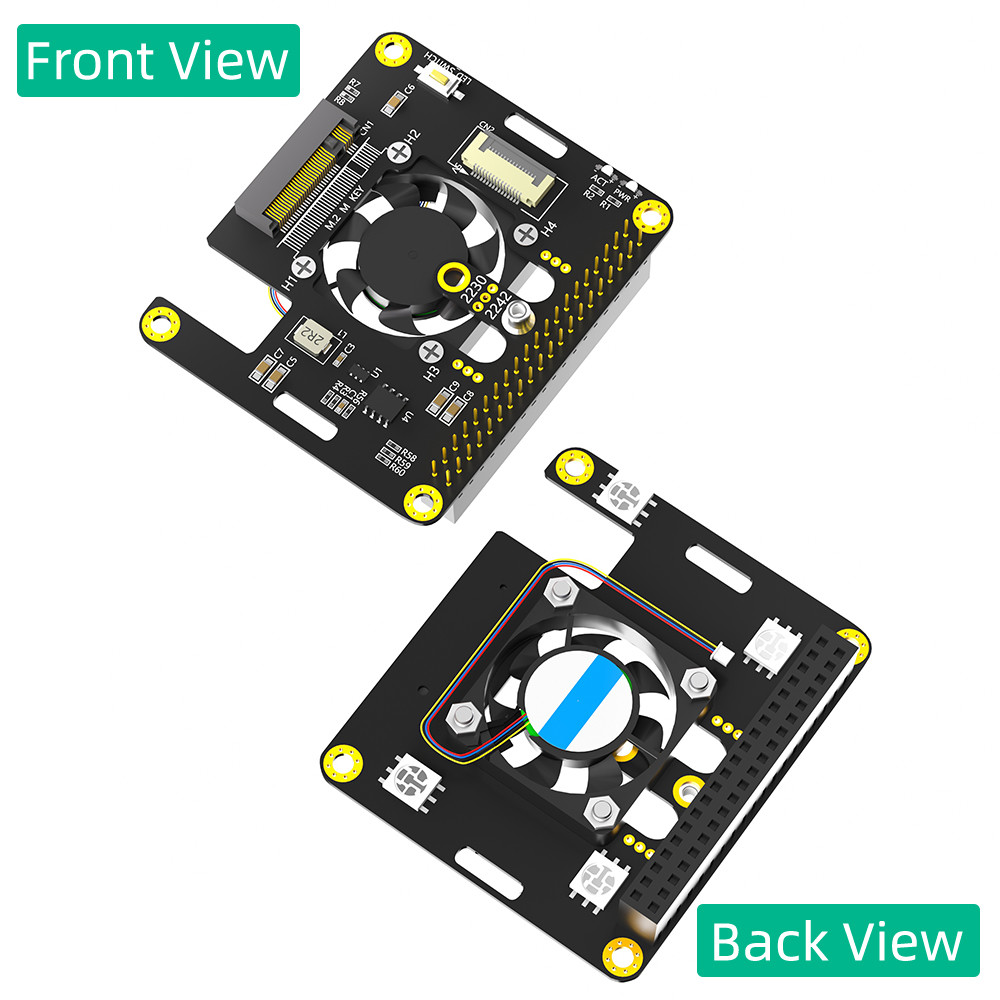 New version 3 in 1 Combo M.2 NVMe to PCIe Adapter with cooler fan and Automatic Discoloration LED for Raspberry Pi 5