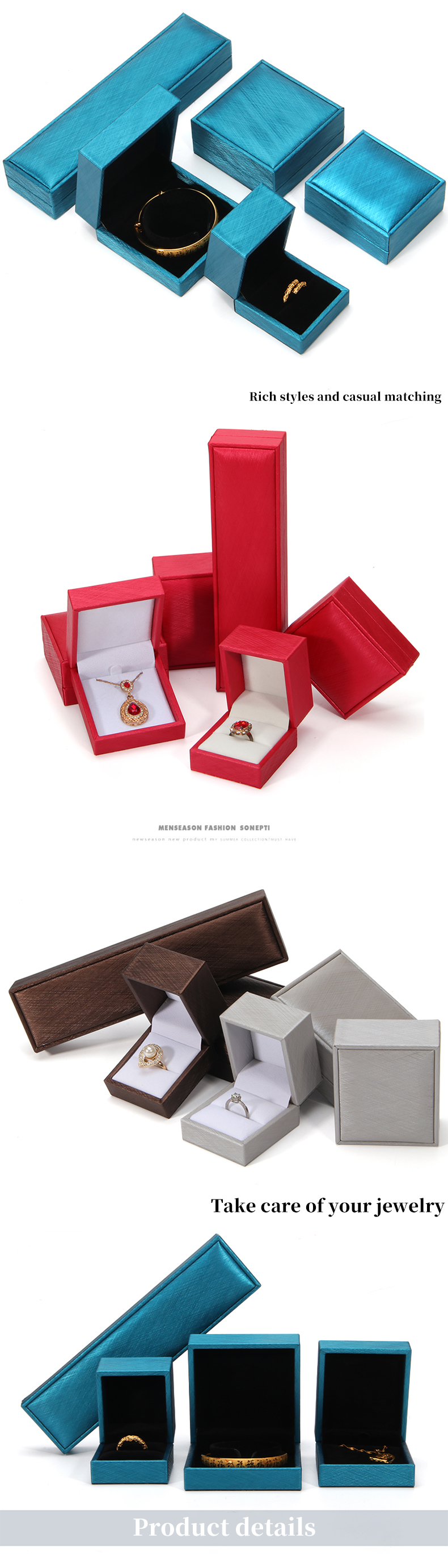 Beige Lined PU Leather Jewelry Box 2022 Jewelry Package With Custom Printed Ring Box