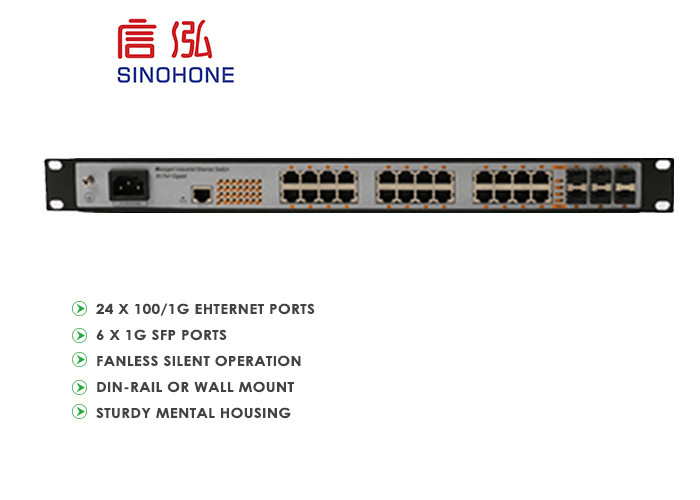 Gigabit Fiber Optic Network Switch 24 Port 1u Din Rail And Wall Mount Installation