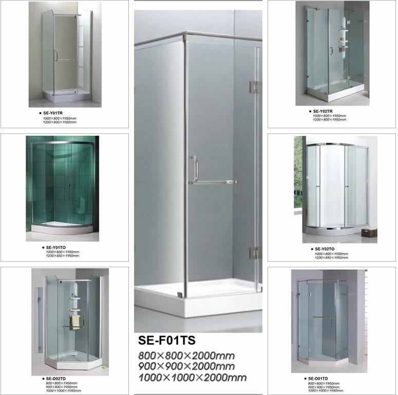 Sliding Door Shower Enclosures with Double Side Easy Cleaning Transparent Glass