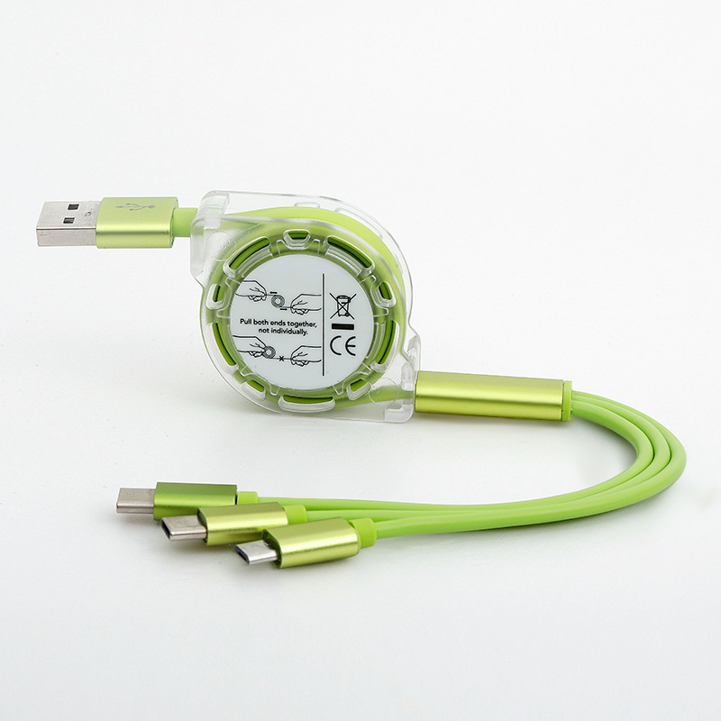 3A Fast Charging Type-C USB Cable For iPhone Charger Data Cables 3 in 1 Retractable
