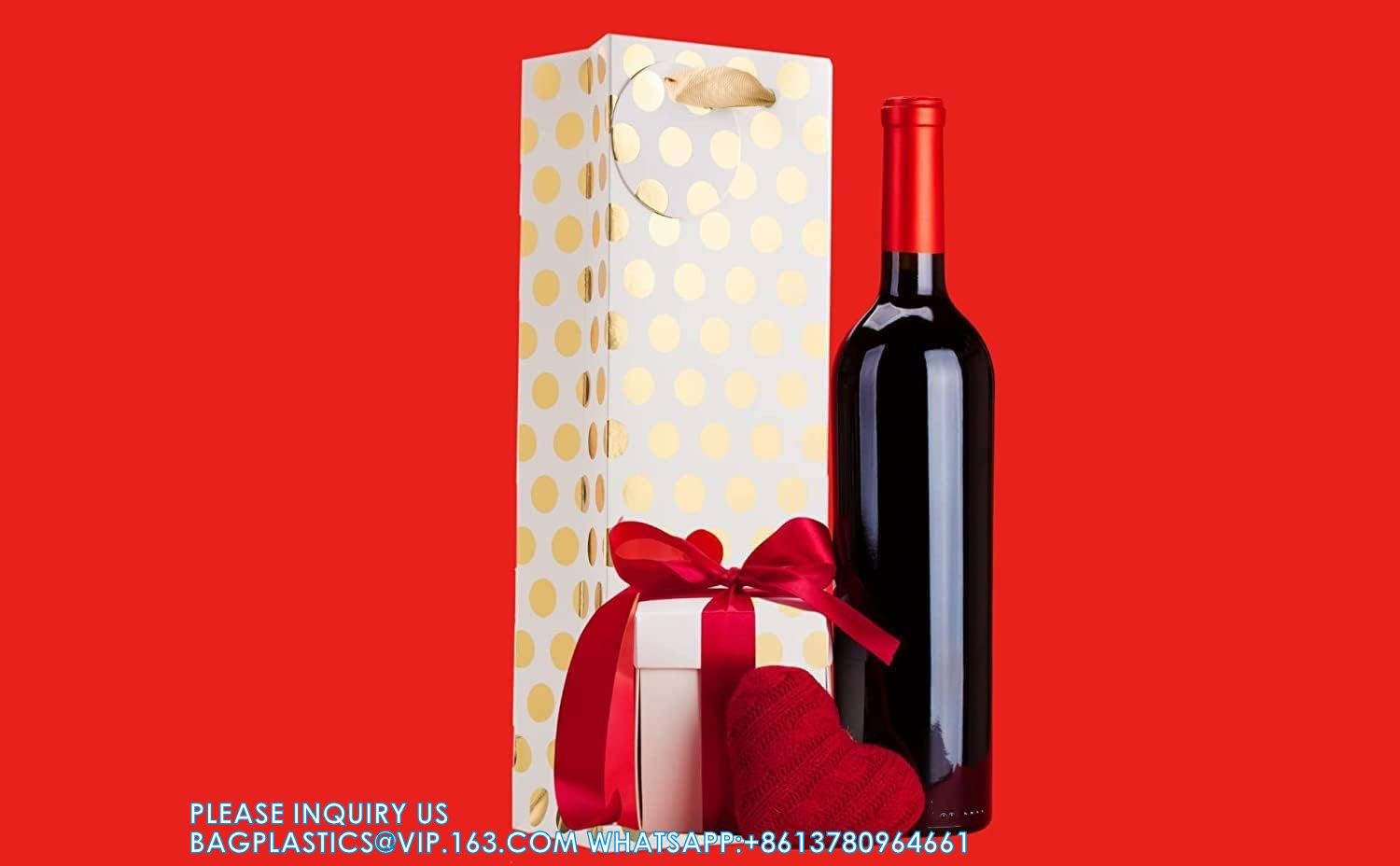 Champagne Wine Gift Bag Bulk With Tags, Polka Dots Single Bottle Holiday Gift Wrapping Wine Bags, New Year Birthday