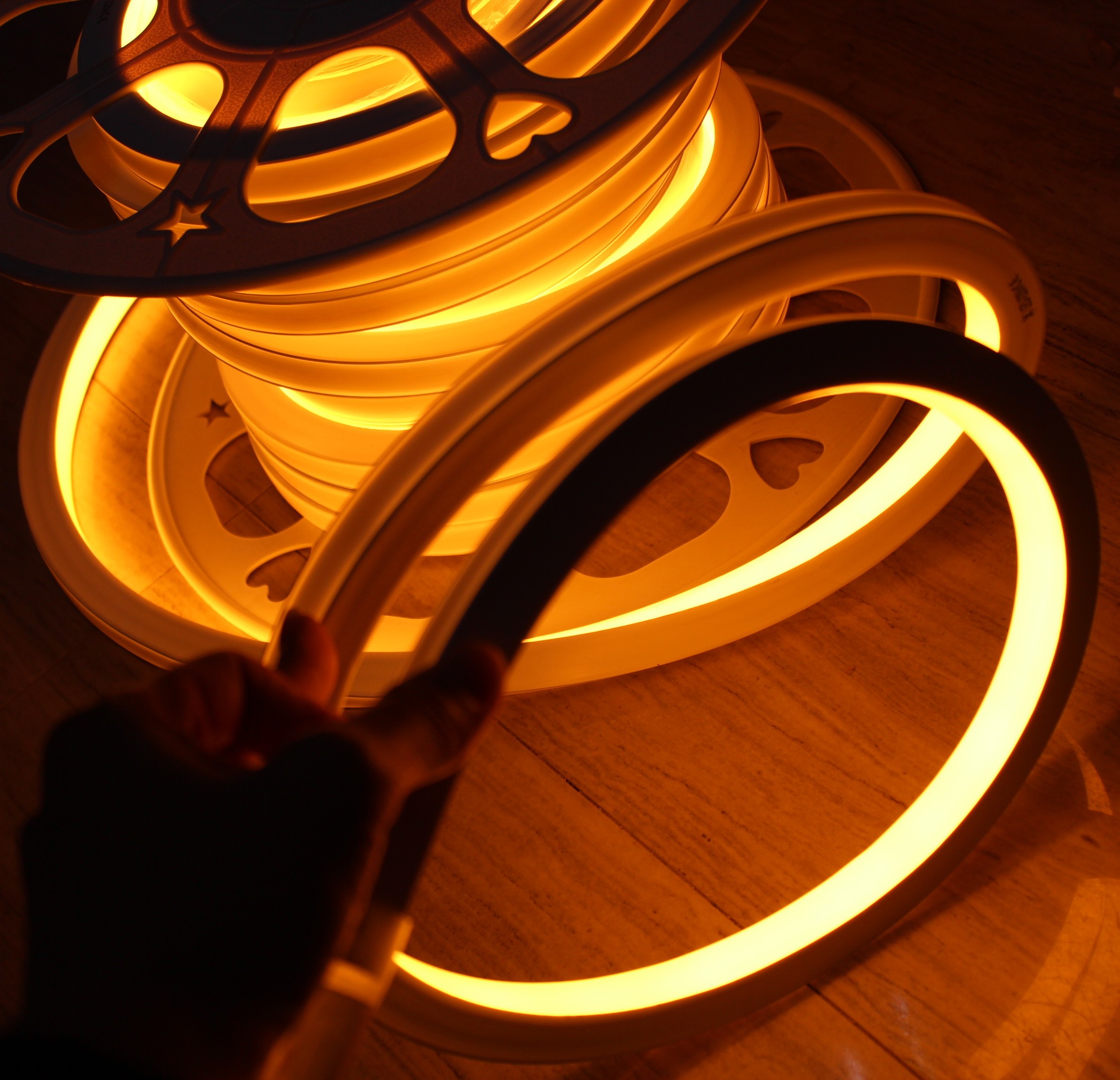 yellow decoration light DC 12V led neon sign square tube light 16*16mm flat emitting surface IP68