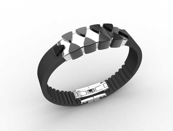 Top Quality Europe Fashion Stainless Steel Genuine Leather Silicone Bangle
