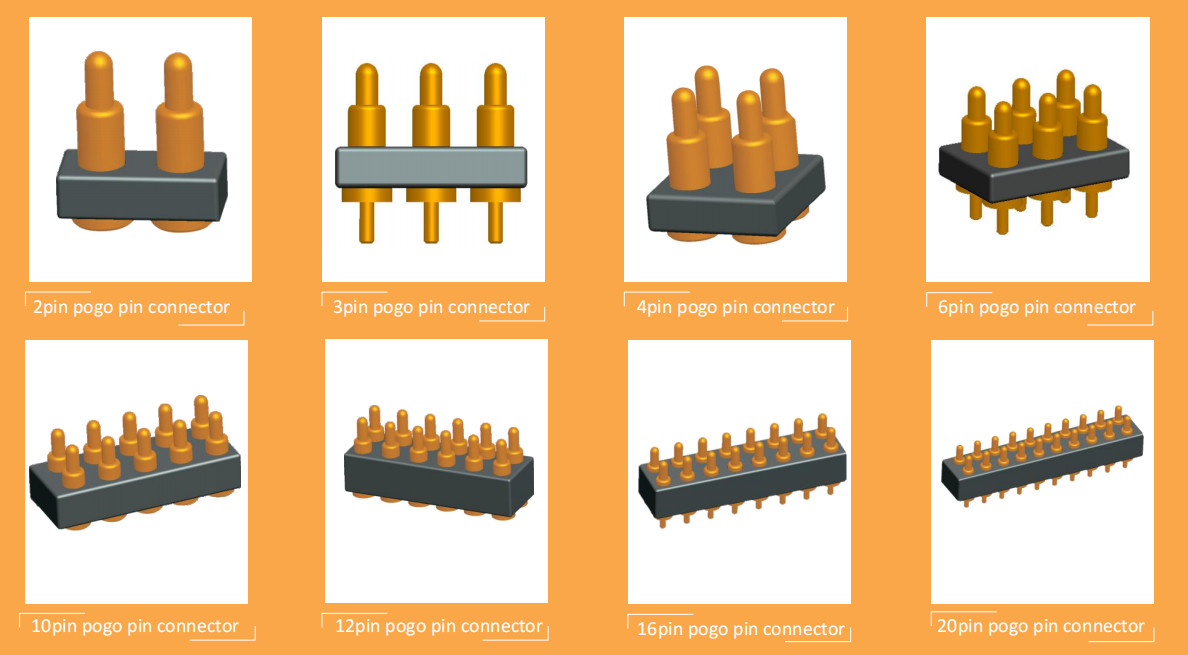 Brass Spring Loaded Connector 2.54mm Pitch Right Angle Pogo Pin Connector 16Pin Male Female