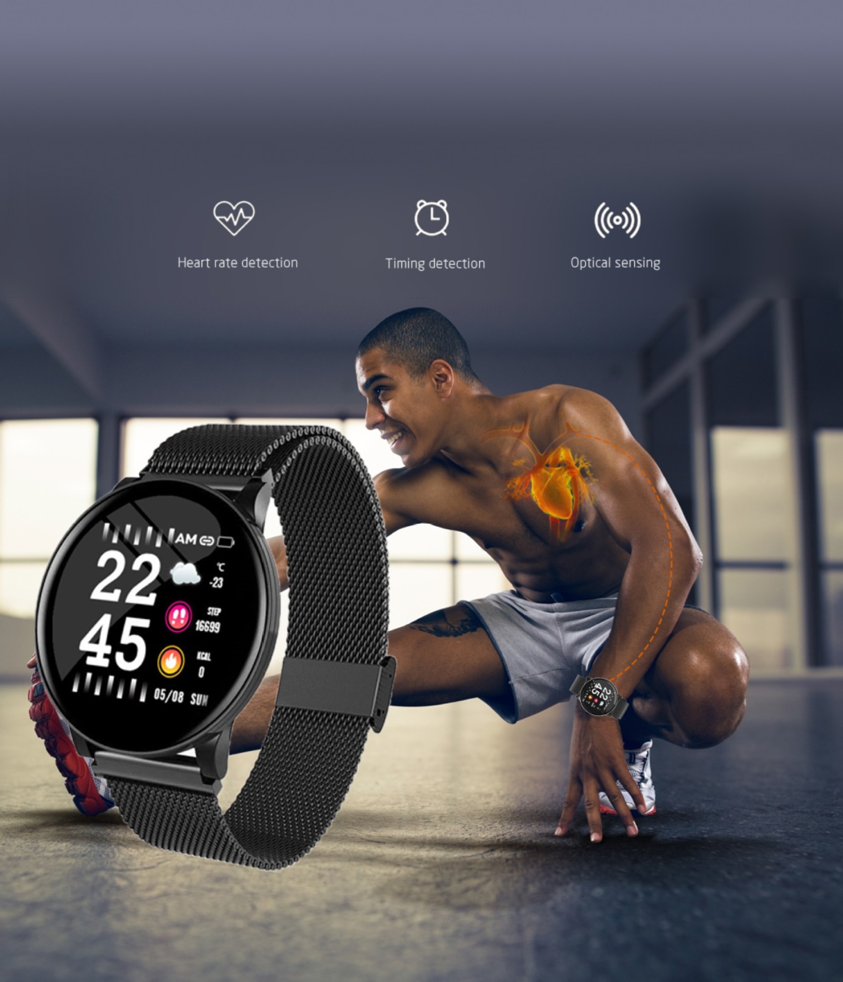 Android / Ios Wallpaper Smartwatch For Lady Full Touch Ips Screen 31.8g Weight