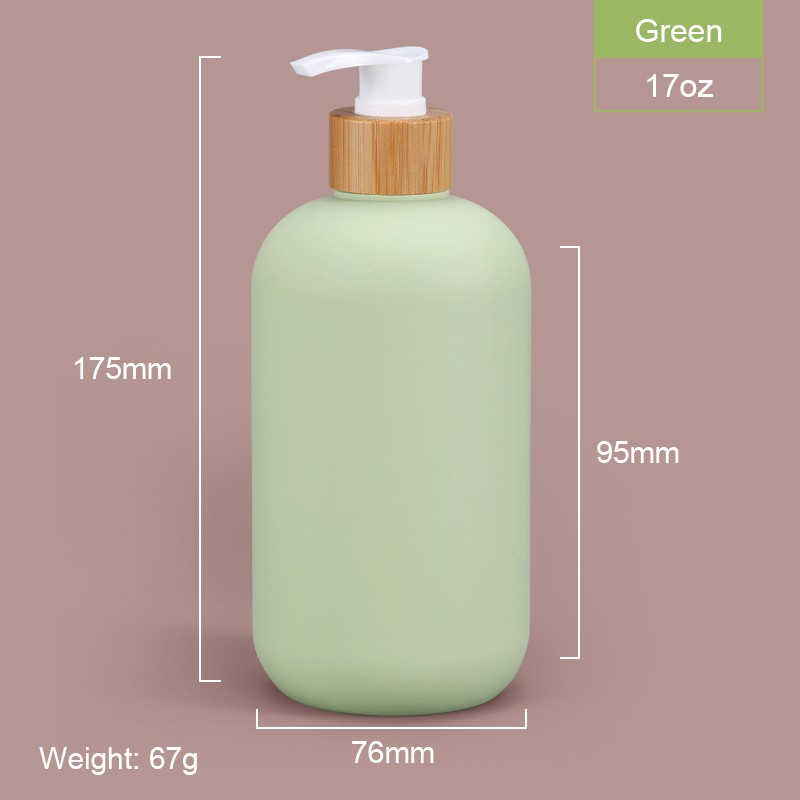 Shampoo Bottle with Bamboo Lid HDPE Plastic Type Soft Touch Empty Body Lotion Container