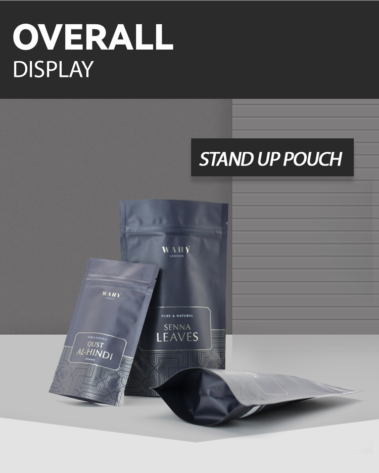 Custom Printed Spice Leaf Packaging Ziplockk Pouch Logo Concise Design