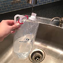 Filling the Canteen with clean, already filtered water from the tap