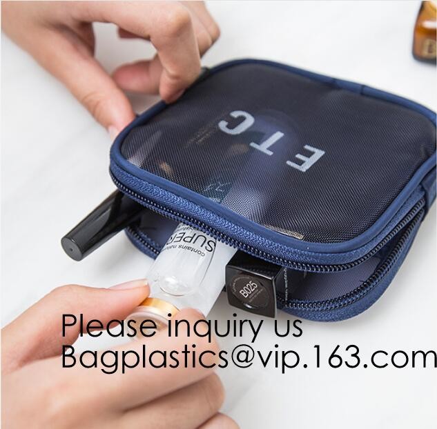 New Fashion Travel Makeup Brush Mesh Cosmetic Bag,Portable Canvas Travel Organizer Cosmetic Bag Toiletry Makeup Wash Bag