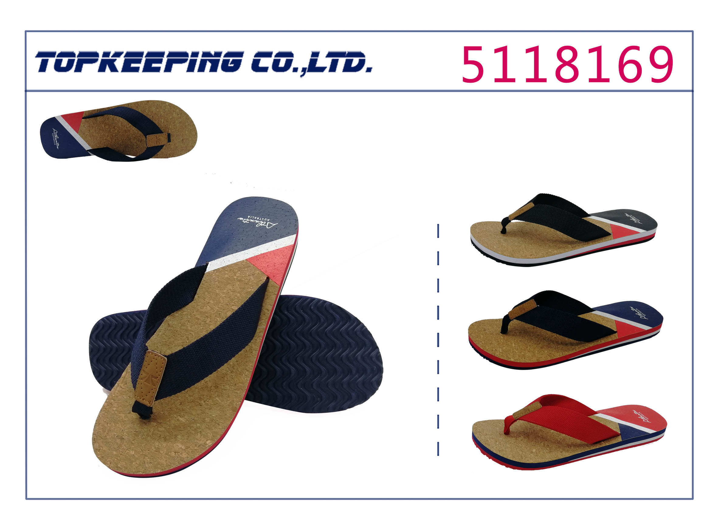 Outdoor Beach Flat Male Flip Flop PU Print Sole
