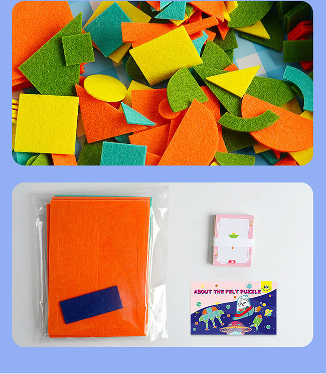 9 Basic Felt Geometric Shape Puzzles Creative Thinking Felt Animal Stickers CMYK Printing 3