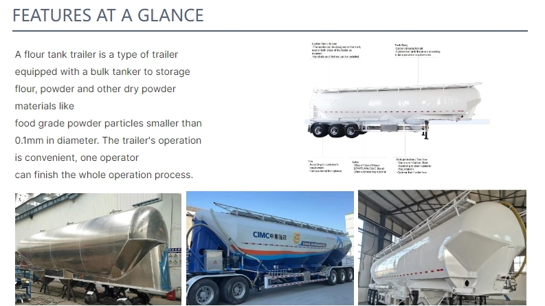 CIMC Latest Design Of Food Grade High-strength Flour Bulk Flour Tank Trailer