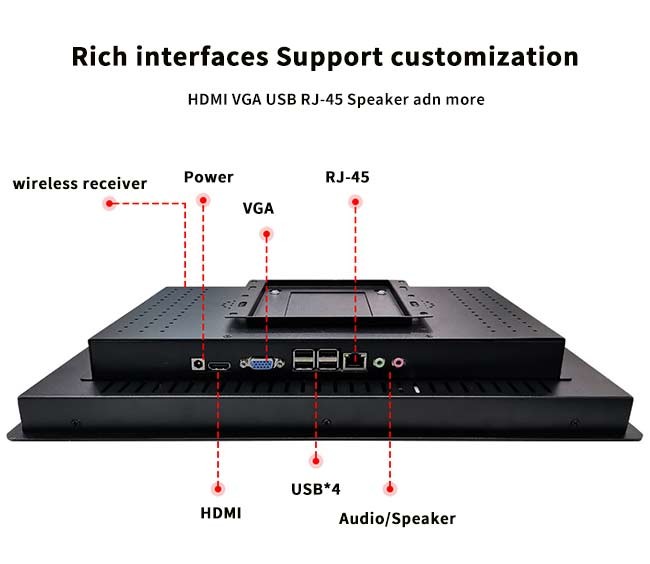7/10.1/15/15.6/17/18.5/19/21.5" Open Frame LCD Monitor Industrial Android Windows PCAP Touchscreen Metal Case HDMI VAG