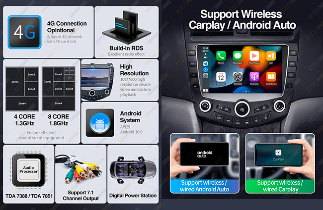 Android 11 Double Din for Honda Accord 2003-2007 Car Android Stereo With Bluetooth And Navigation