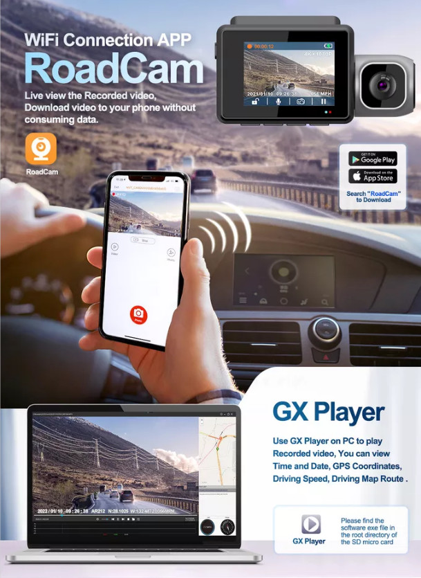 1080P 2K 4K 3 Channel GPS Dashboard Camera 4G DVR Car Dash Cam