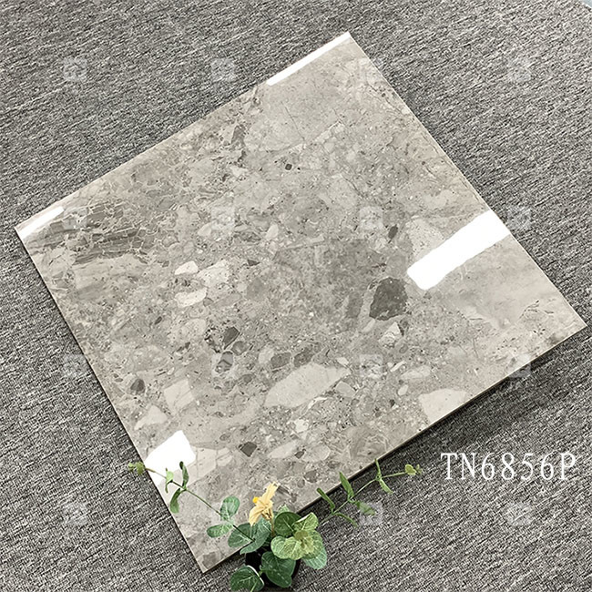 Full Body Gray Color Marble Look Porcelain Glossy Tile For Interior Floor And Wall