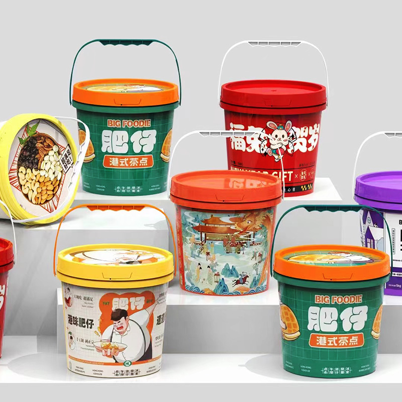2L 3L 4L 5L Mini Plastic Buckets For Yogurt Biscuit Cookies Pet Food Storage Container