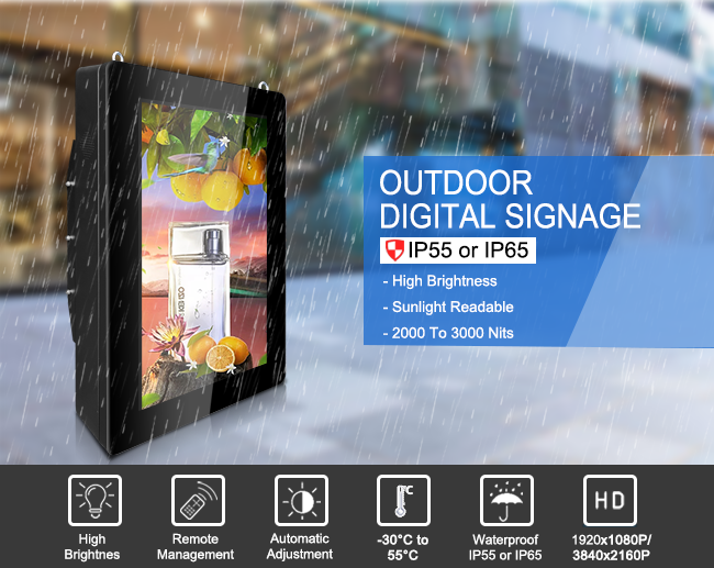 CMS IP55 Outdoor LCD Digital Signage For Advertising Vertical / Horizontal display