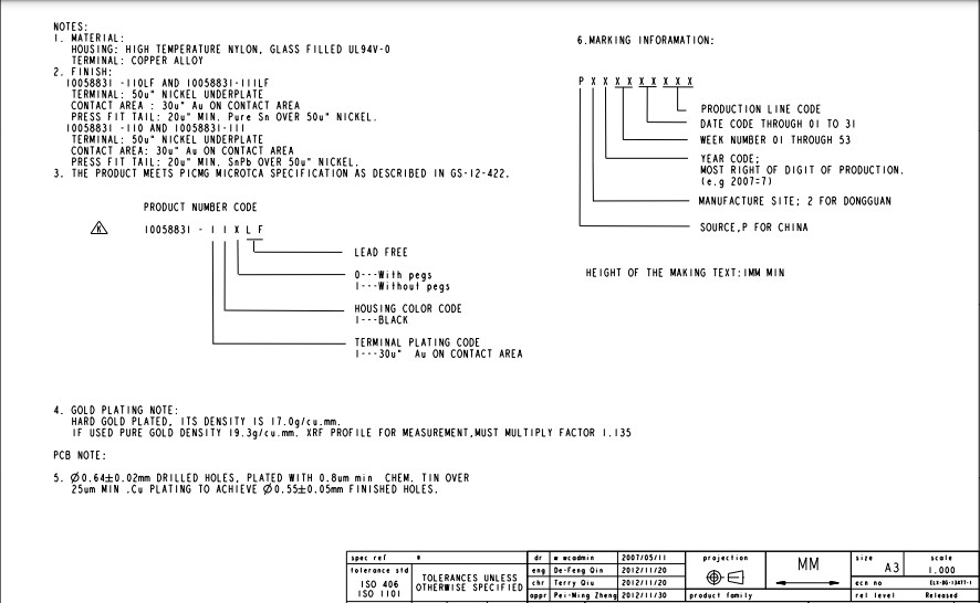 10058831 10058831-110LF ICC FCI Amphenol Card Edge Connectors Terminal