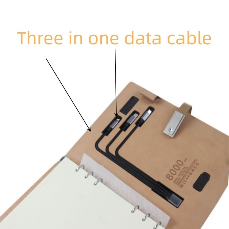 8000 MAH Power Bank Notebook With Phone Holder 16 GB Usb Flash Drive Custom Logo Wireless Charge