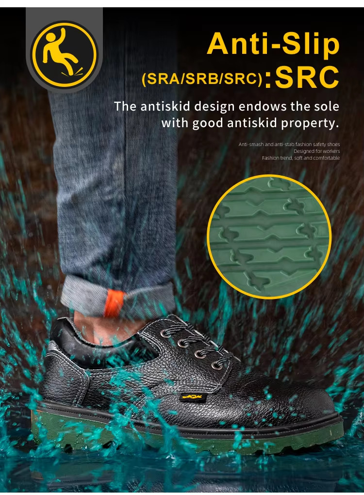 Metal Toe Industrial Safety Shoes PU Black Leather Work Shoes For Men