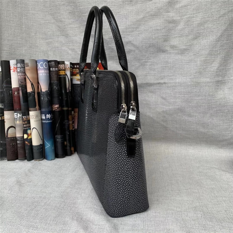 Authentic Exotic Stingray Skin Businessmen Laptop Briefcase Genuine Real Crocodile Leather Male Working Purse Handbag