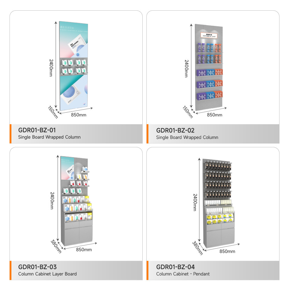 Cosmetic Shop Decoration Grey Wooden Display Cabinet For Smart Store Showcase