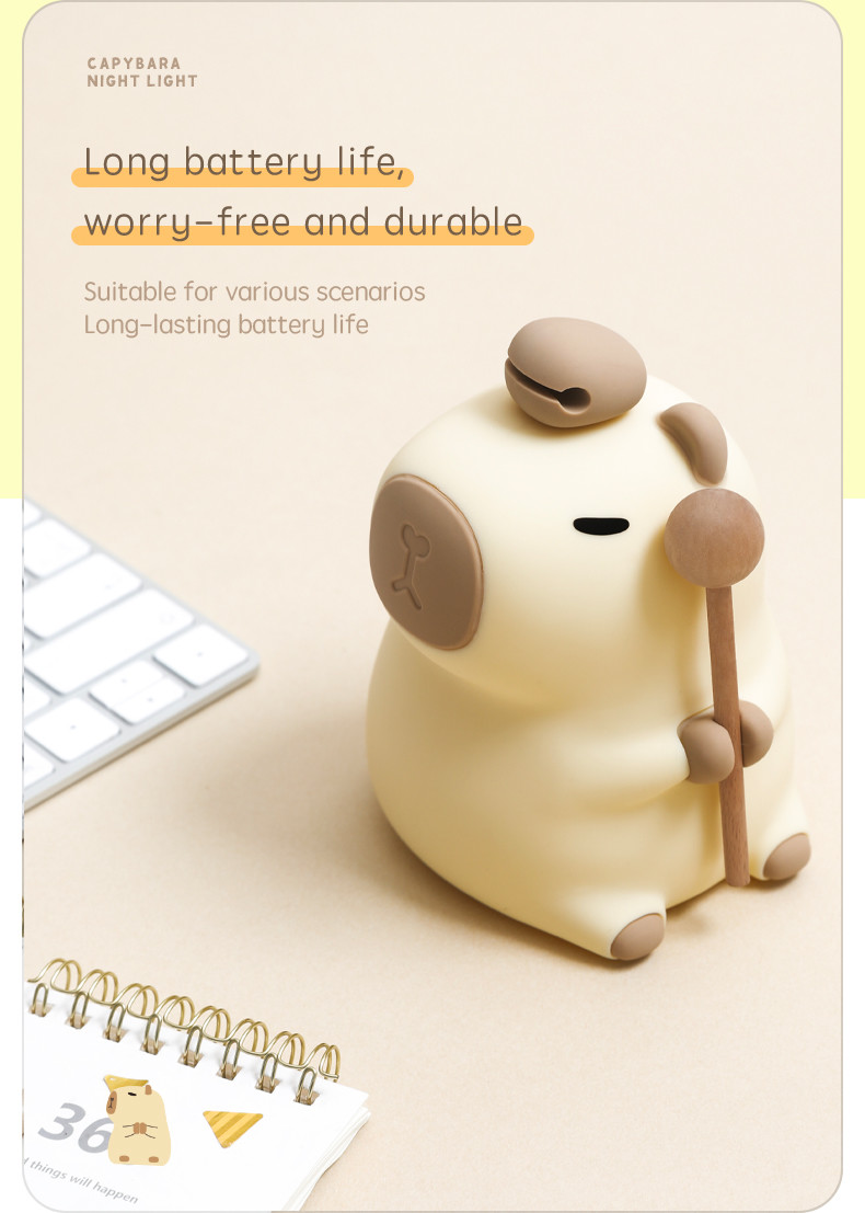 Cute Silicone Capybara Night Light Children's Nightlight Gift Usb Rechargeable Animal Silicone Night Lamp