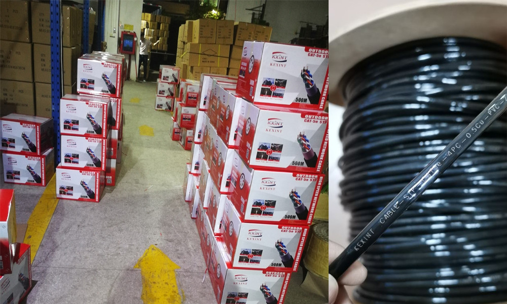 Outdoor Two-layer sheath Cat5e F/UTP Copper Lan Cable Conductor 24 AWG Pass Fluke 100m Test Mouse Proof