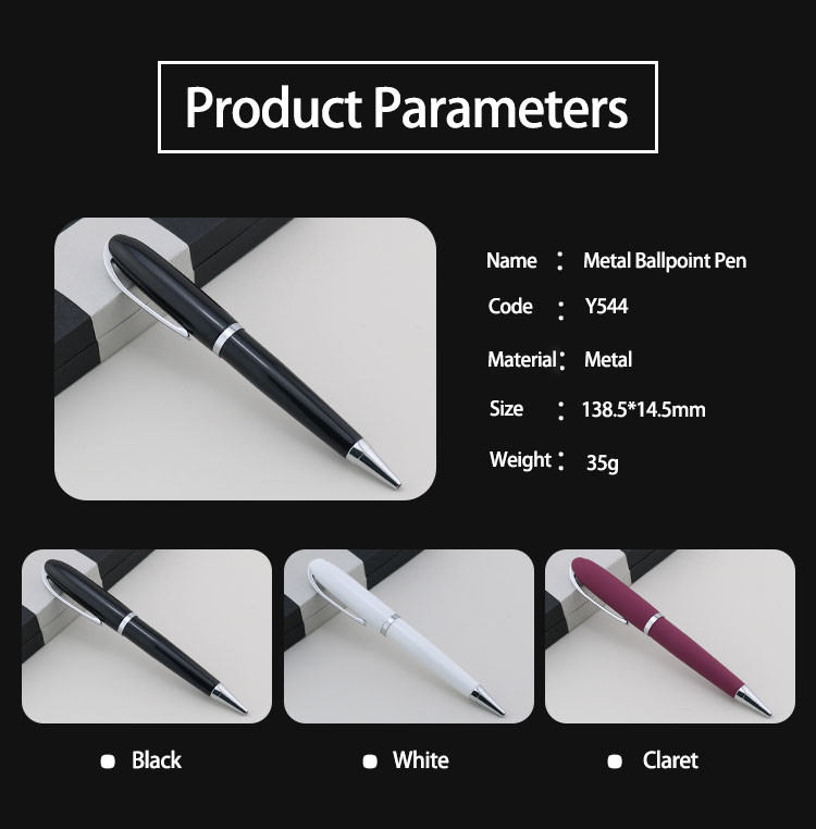 Sleek Metal Ballpoint Pen 1.0mm Classic Office Stationery Business Ball Pen