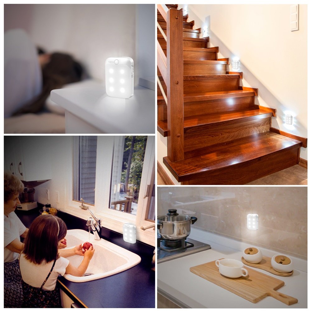 Rechargeable Motion Sensor Light,6-LED Stick Anywhere Wireless Smart Motion Activated Closet Light