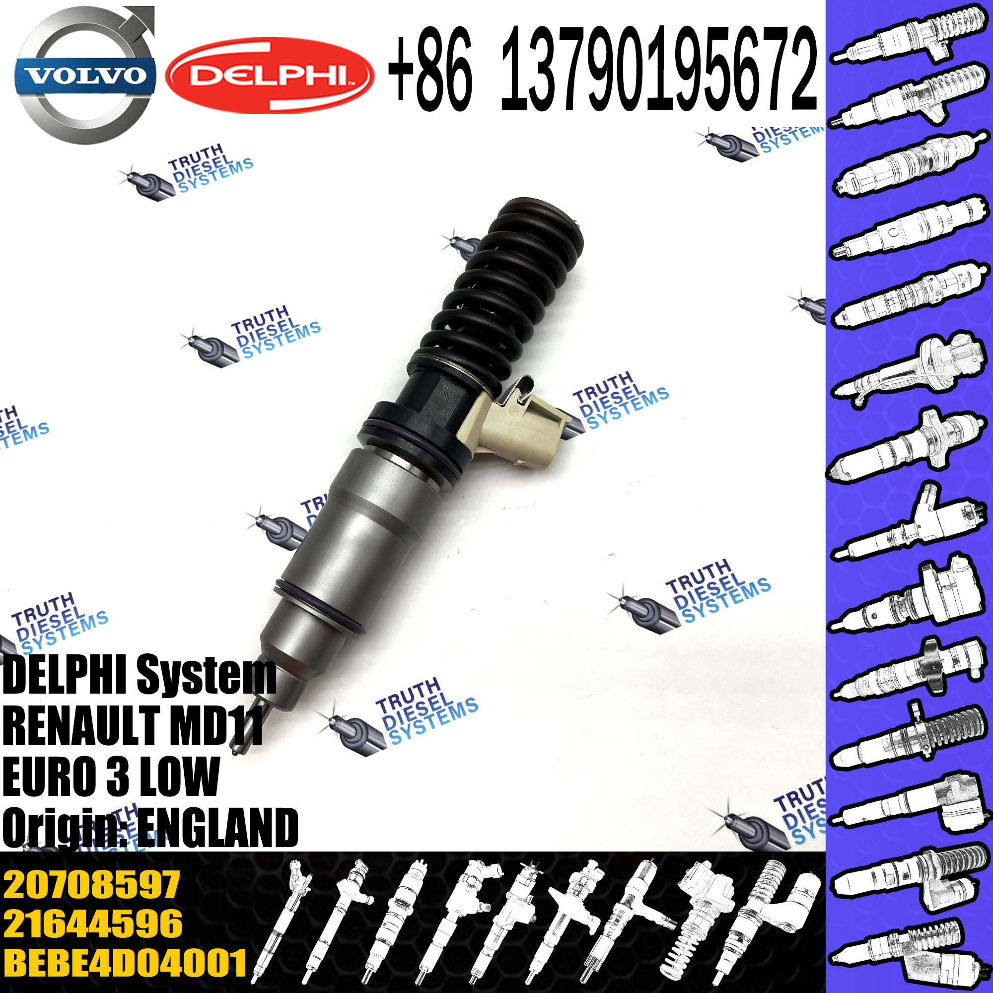 Diesel Unit Injector BEBE4D04001 7420708597 20708597 3801551 3801432 21644596 For VOL Truck