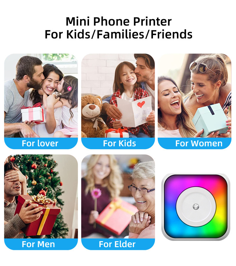 OEM Portable Thermal Papers Mini Inkless Printer For IOS Android