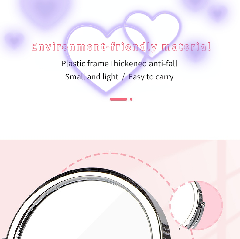 Small Travel Cosmetic Desktop Table Make Up Top Standing Mirror with Custom Packing